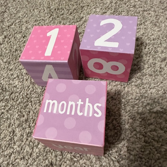 Tiny Ideas Progressive Time Photo Sharing Keepsake Age Blocks Pink & Purple - Picture 5 of 8